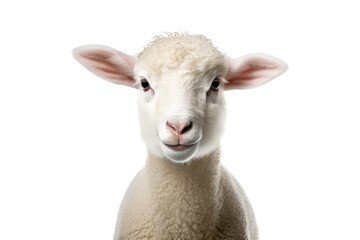 Fototapeta premium Close-Up of a Sheep's Face with Big Eyes isolated on transparent background