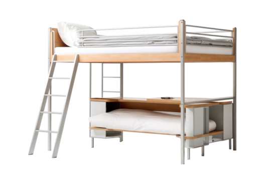 Minimalist Loft Bed Design Perfect for Small Spaces isolated on transparent background