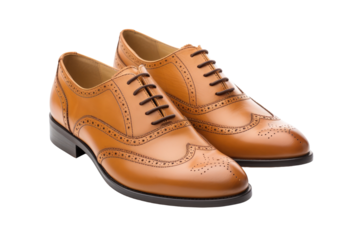 Elegant Black Oxford Shoes with Brogue Detailing isolated on transparent background