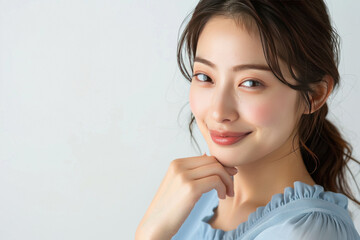 Young beautiful gorgeous woman on white background