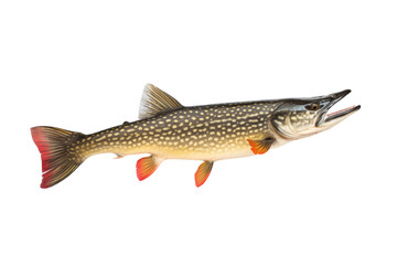 Whole Pike Fish with Distinctive Spot Patterns isolated on transparent background