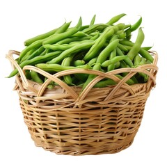 a basket with fresh green beans