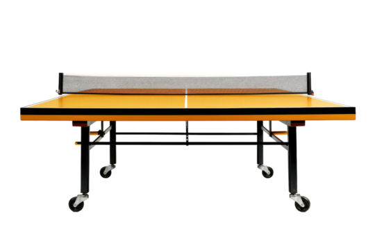Classic Ping Pong Table with Net and Paddle isolated on transparent background