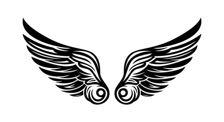 Sketch angel wings. Angel feather wing illustration.