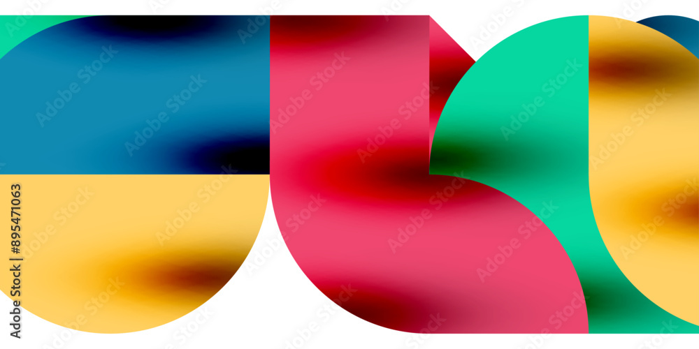 Poster tech minimal circular shapes geometric art. vector modern circles