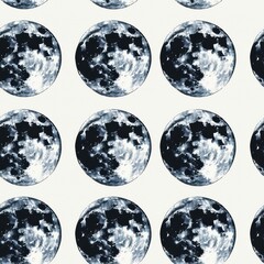 Obraz premium Watercolor moon seamless repeating pattern, minimal pattern, high contrasty