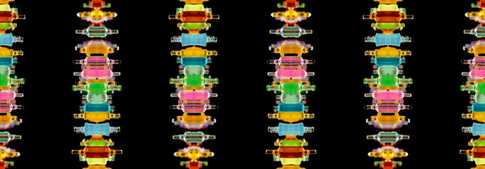 various miniature bottles of alcohol without labels with black bacground