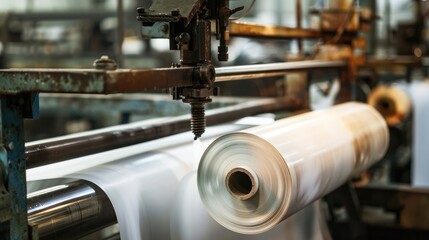 Fototapeta premium Roll of Paper Undergoing Printing on Automated Machine