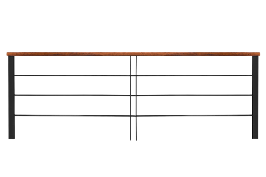 Steel railing with wood on top