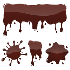 Chocolate splashes, pouring's and drops set
