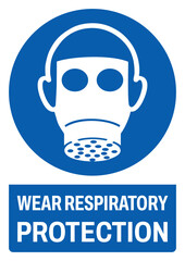 130 ISO mandatory safety signs text variation_wear respiratory protection size a4/a3/a2/a1