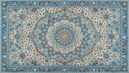 Milky blue abstract ornament reminiscent of an Old Persian carpet texture , Persian, carpet, texture, abstract
