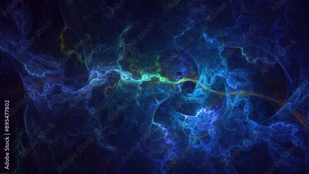 Poster 3d manual rendering abstract blue fractal light background. its not ai generatd illustration.
