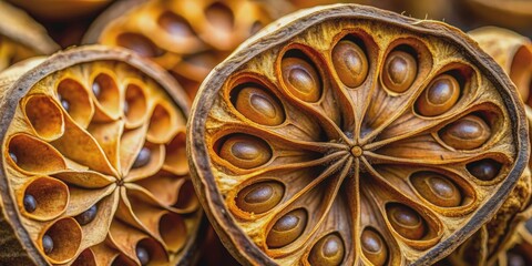 Extreme close-up of intricate and realistic seed pod textures, botanical, nature, macro, close-up, detail, texture, plant, pod