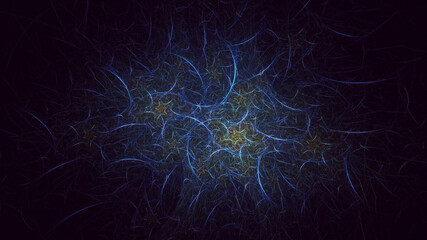 3D manual rendering abstract blue fractal light background. Its not AI Generatd illustration.