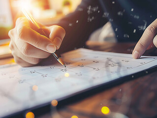 Close-up of someone scheduling their week with a calendar, high resolution, focus on balance,