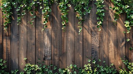 wood backdrop with green foliage