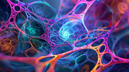 Neon Web: Chaotic Harmony in Abstract Design. Generative AI