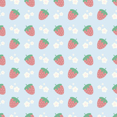 Cute kawaii seamless strawberry pattern background design