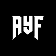 AYF letter logo design for technology company. AYF logo design black and white color combination. AYF logo, AYF vector, AYF design, AYF icon, AYF alphabet. AYF typography logo design.