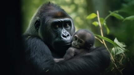 Obraz premium A Gorilla Mother's Love