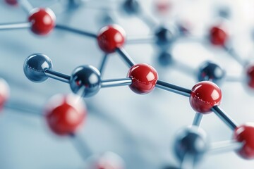 Obraz premium Close-up of molecular structure featuring colorful atoms, illustrating the concept of chemistry and scientific research.