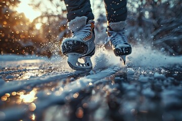 Highlights the agility and precision of a hockey player's movements.