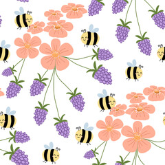 Hand draw botanical seamless patterns. Simple flat modern drawing. Floral collection for textile ,paper wrap and fashion design. Spring botanical print. Vector illustration.