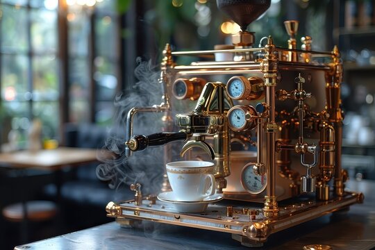 steampunk, creating a unique and eye-catching coffee machine.