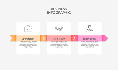 Business infographic 3 process or options to success. Annual report, Business presentation, Planning and Workflow. Vector illustration.
