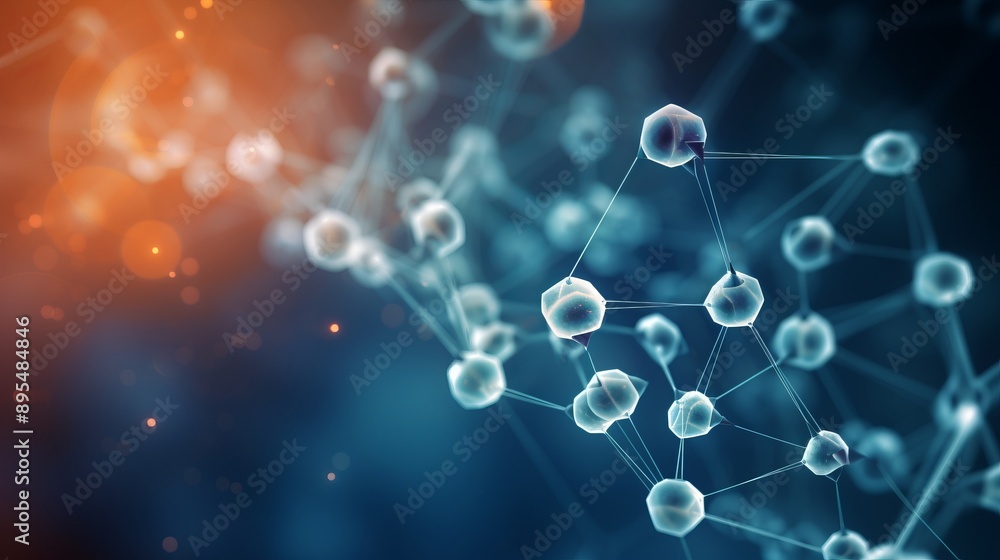 Aufkleber abstract science and medical background featuring a complex molecular structure or atom model, ideal