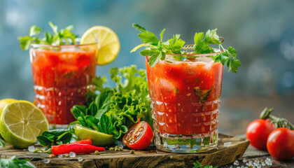 Refreshing tomato and lemonade drink