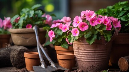 Gardening with Pink Flowers in Pots
