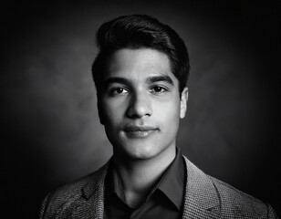 Classic Film Noir Man Headshot Portrait with Timeless Elegance