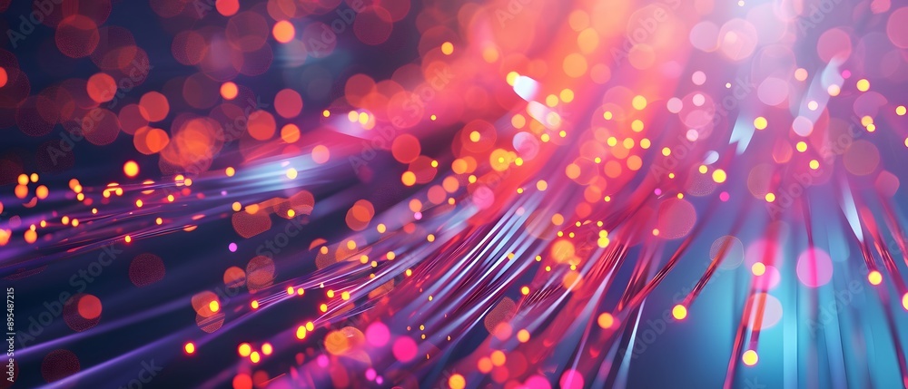 Poster abstract background with colorful lights and lines.