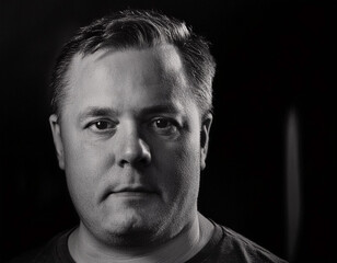 Fototapeta premium Classic Film Noir Man Headshot Portrait with Timeless Elegance