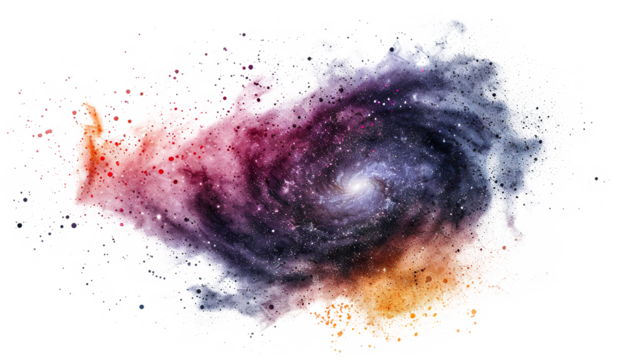 Colorful spiral galaxy, cut out