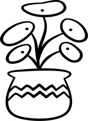plants in pot hand drawn outline doodle vector