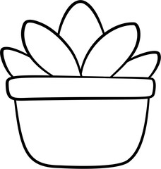 plant in a pot hand drawn outline doodle vector