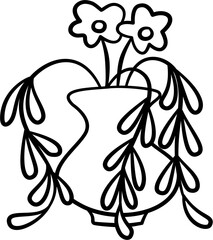 flowers in a vase hand drawn outline doodle vector