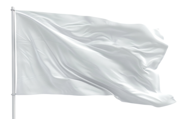 White blank flag waving on a pole, cut out
