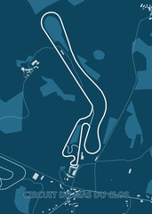 Circuit du Mas du Clos, France artistic blueprint map poster
