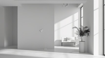 Blank Room with Empty White Walls - Mockup