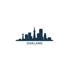 Fototapeta premium Oakland USA city skyline, horizon logo. Panorama, US California state icon, abstract landmarks, skyscraper, buildings. United States of America isolated graphic, vector clipart