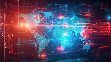 Cyber attack map showing global hacking activities, Cyber Attack, worldwide digital warfare and threats