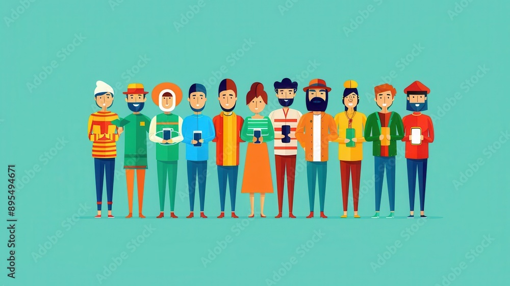 Poster different cultures using ai translator, text displayed on device