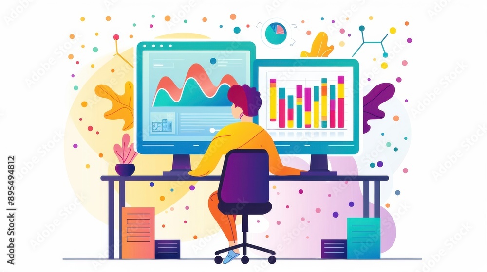 Aufkleber digital dashboard with charts, learner data analytics