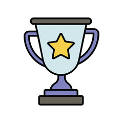 trophy color line icon with white background vector stock illustration