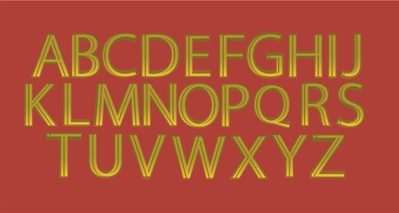 Golden alphabet letters font