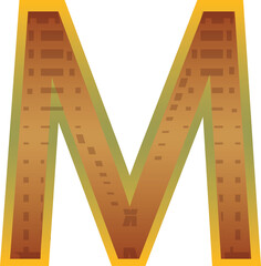 Golden pattern alphabet letter M